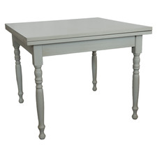 TAVOLO IN LEGNO ALLUNGABILE A LIBRO GAMBE TORNITE SHABBY CHIC GRIGIO ANTICATO