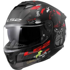 CASCO LS2 FF808 STREAM II ANGRY MONKEY NERO ROSSO OPACO INTEGRALE 22.06 TG M