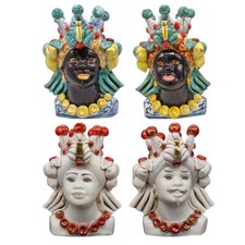 TESTE DI MORO H25 MEZZO BUSTO CERAMICA VERUS CALTAGIRONE