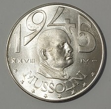 COPIA MONETA 20 LIRE ELMETTO LEONE 1945 XXVIII IV FASCISMO MUSSOLINI MEDAGLIA