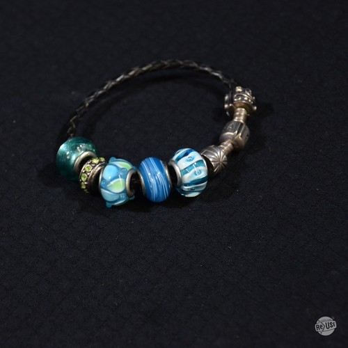 Pandora black leather braided - black,