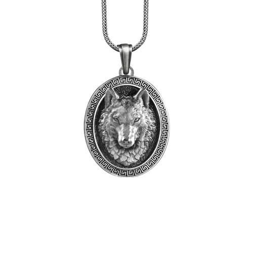 Collana testa lupo argento - testa,