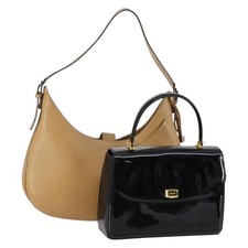 BALLY Borsa a mano in pelle smaltata set 2 beige nero originale bs30960