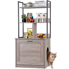Lettiera per Gatti Recinto con 2 Ripiani Porta Nascosta Ingresso Laterale Grigio