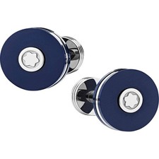Gemelli Montblanc Pix 123812 Cufflinks Polsini Acciaio resina Blu Stella Nuovi