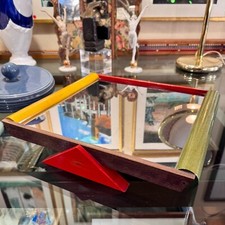 Vassoio Accademia Lagostina legno vetro design Ettore Sottsass 1980 ca