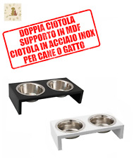 DOPPIA CIOTOLA Rialzata con Supporto in Legno MDF per Cane o Gatto 2x380 mL NERO