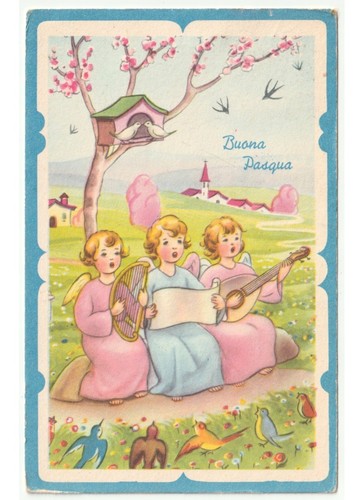 1963 cartolina buona pasqua - cartolina,