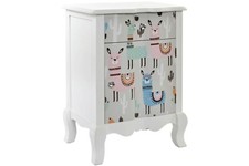 COMODINO CASSETTIERA IN LEGNO LACCATO BIANCO PER CAMERA CAMERETTA DECORO LAMA