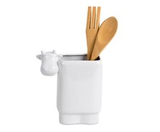 Set Porta Utensili da Cucina Mucca con 1 Forchettone, 1 Mestolo, 1 Pennarello