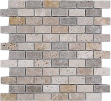 Mosaico travertino pietra naturale beige mattone marrone 43-46474_f | 10 foglie