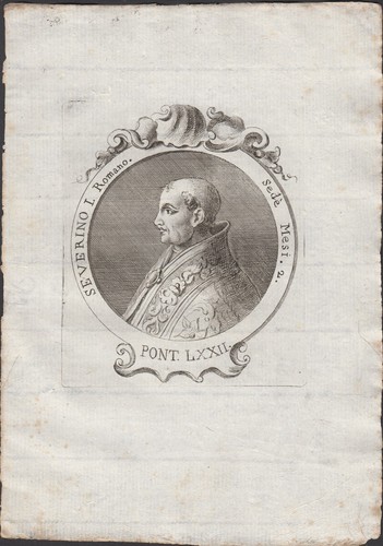 Stampa incisione papa - papa, severino