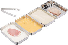 Teglie Da Impanatura Acciaio Inox, Set Da 4 Tegami per Cotolette, Impilabili, Da