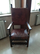 SEDIA POLTRONA TRONO ANTICA   (pelle seduta da restaurare)