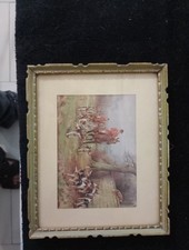 Scena di Caccia (1824/1836) in cornice foglia d'oro 23 K (metodo guazzo) 