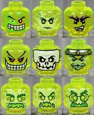 LEGO - 9x Teste Combo Trans Verde Neon - Mostro Volti Fantasma Halloween Slime