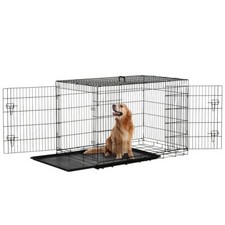 Gabbia Pieghevole per Cani e Gatti Kennel in Acciaio Doppia Porta + Maniglia