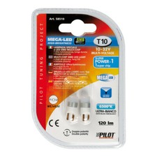 COPPIA LAMPADE SPECIALI T10 MEGA LED SUPER CHIP LUCE BIANCA 120 LUMEN 10/32V 2P