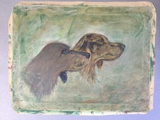 Coppia cani da caccia_Bellissimo dipinto ad olio su tela