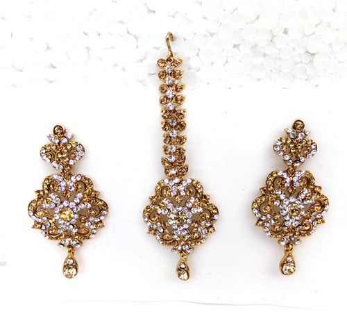 Set orecchini lunghi kundan - set,