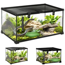 PawHut Terrario per Rettili Rialzato con Serratura e Termometro Nero