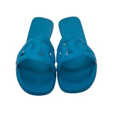 HERMES Aloha sandali scarpe sandali bassi blu gomma buona taglia 38 US...