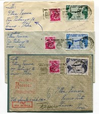 Gronchi serie di tre valori su altrettanti airogrammi inoltrati con presidenziale 