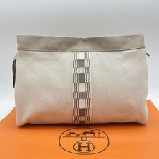 Borsa in tela HERMES Jimetu GM grigio beige autentica