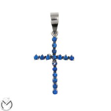 Croce oro bianco 18 kt 750 spinello blu -346/ST-