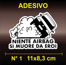 Adesivi Stickers FIAT PANDA NIENTE AIRBAG | 500 ABARTH GIANNINI 4X4 A112 127 131