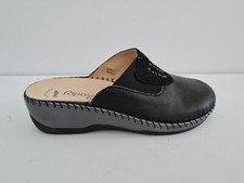 Riposella Ciabatta Donna in Pelle C/Zeppa ed Elastico, Cucito a Mano - NER (Nero