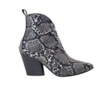 SCARPE STIVALETTI TEXANO DONNA PELLE PITONATA GRIGIO NERO TACCO MADE IN ITALY