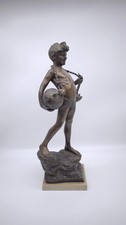 81458 Statua acquaiolo in bronzo su base in marmo firmata De Martino