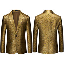 Uomo Giacca Blazer Abito un Pulsante Bavero Cappotto Cocktail Ballo Sera BAR