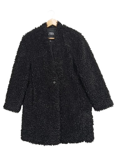 Zara cappotto teddy donna nero - zara,