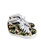 JEFFREY CAMPBELL SNEAKERS PLATFORM JC PLAY N.37 STAMPA FLOREALE DETTAGLI BIANCHI