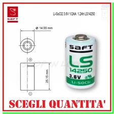Batteria Pila Saft 14250 3,6V Li-SoCl2 1/2AA Mezza Stilo 1200mAh Scegli Quantità