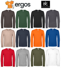 B&C T-Shirt Maglia 100% Cotone Girocollo Uomo Tinta Unita Manica Lunga BCTU05T