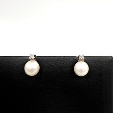 Orecchini a lobo Bliss usati come nuovi oro bianco 18k perla e diamanti naturali