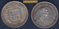 Svizzera 5 Franchi 1954 B In