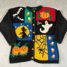 Cardigan lungo vintage Halloween spettrale autunno strega fantasma maglia Gladys Bagley L