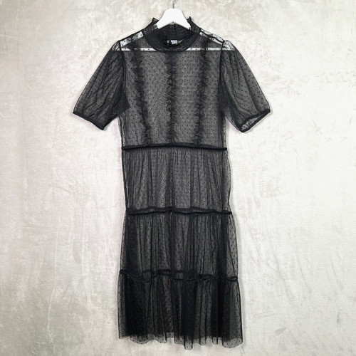Abito midi nero svizzero - abito,