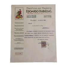 1919 Edoardo Dubied & C. Macchine x Maglieria Milano Lettera Commerciale C01996
