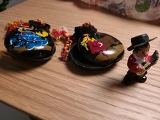 Nacchere spagnole epoca dipinte a mano di ballerini flamenco+Suonatore chitarra