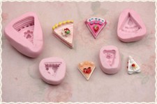 stampi gomma siliconica set fettine di torta - lotto 4pz fimo cernit formine