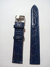 1 CINTURINO PELLE DI COCCODRILLO VERO 18 / 16 mm. CUCITO EXTRA PIATTO BLU  