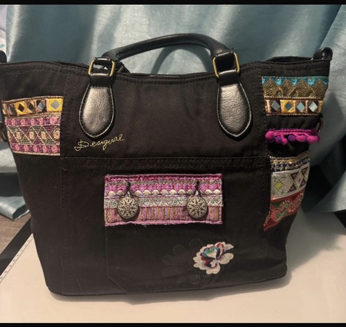 Borsa desigual nera ricamata - borsa,