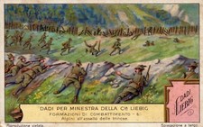 1929 -  FIGURINA LIEBIG " FORMAZIONI DI COMBATTIMENTO ALPINI ASSALTO TRINCEE "