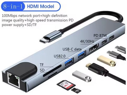 Adattatore hub usb - usb-c, 8