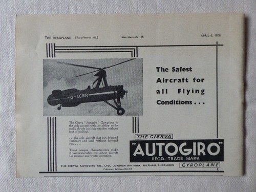 1938 pub cierva autogiro - pub,